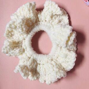 Elegant Cream Knit Hair Scrunchie